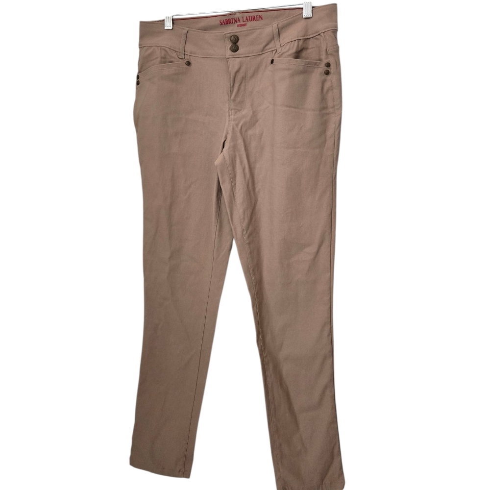 Sabrina Lauren Skinny tan stretchy five pocket Pants Size 14